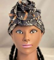 Pre tied  wrap turban, cancer hair wrap, African hair cap