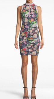 Collection Floral Zip Front Ruched Mini Dress