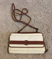 Vintage Esprit cream and brown crossbody purse