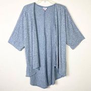 Lularoe Light Heathered Blue Ribbed Short Sleeve Open Face Cardigan Sweater