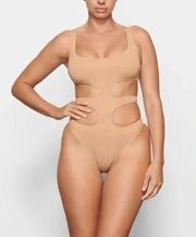 NWT SKIMS Ochre Tan Swim Tank Cut Out Monokini Size XL