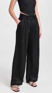 Faithfull the Brand Circa Pants Black Linen Wide Leg NWT Sz Large US 8