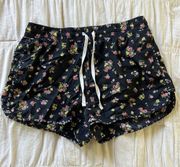 🩳 flower print windbreaker shorts, elastic waistband size m