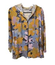 LOGO by Lori Goldstein Floral Full Zip Hoodie Womens Size M Printed Lagenlook