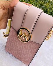 New Michael Kors purse crossbody phone case Pink Ballet Gold