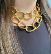 New Karine Sultan Oversized 24K Gold Plated Links Layered Necklace