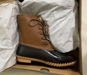 NWT JBU Maplewood Waterproof Boots Chocolate Brown & Black Size 6 1/2