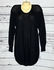 Agnes & Dora NWT Size L Black Cableknit Open Weave Tunic Sweater Top