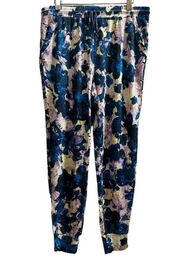 NWT Adyson Parker Legion Blue Floral Print Modal Blend Lounge Jogger Size Large