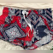 Seafolly bandana bay red white blue swim Board Shorts m