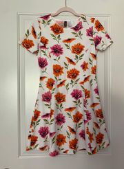 Floral Dress White And Warm Color Flowers