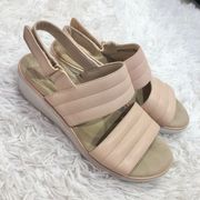 Collection Leather Jillian Flow Wedge Platform Sandals Pink White 9.5