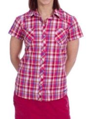 NWT Marmot Women Plaid Button down Cassidy Short Sleeve raspberry size medium