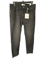 JBD Just Black Denim Women's Size 31 High Rise Skinny Jeans with Glitter Hem NWT