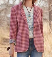 Sundance Lisa Two Button Front Blazer Suit Jacket Houndstooth Plaid Medium M