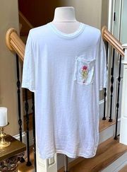 Lauren James White Pocket Tee Dog Puppy Lifeguard CottonTop Womens Medium