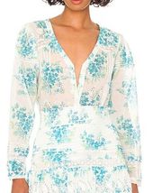 LoveShackFancy Mauro Blouse in Magic Turquoise Size: XS