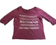 Esprit wine red graphic long sleeve t-shirt size large