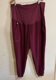 FIGS  Maternity Zamora Jogger Scrub Pants Burgundy Red Style W20SW2016T XL/T tall