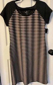 NEW Women's RONNI NICOLE Dress Size 12 Black/Taupe Sheath Short sleeve Crewneck