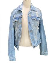 Love Tree dENIMLight wash Distressed Denim Jean Jacket Size small