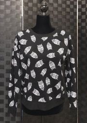 Black Owl Pattern Sweater