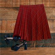 Vintage 1970s Catalina California Pleated Red Green Holiday Preppy Skirt AS IS