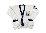 Stuart Membery- True Vintage Varsity Cardigan in White and Blue