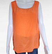 Diane Gilman Orange Yellow Silk Scoopneck Tank Size 2X