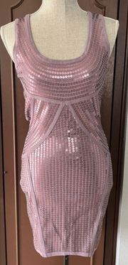 Sequin Disco Cut-Out Back Purple Bodycon Dress