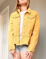 Miami Yellow Peplum Denim Jacket