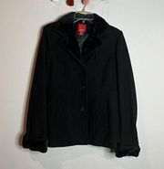 Esprit black fur collared wool peacoat