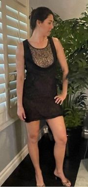 Aidan Mattox silk Draped Cowl Neck Black Lace Slip Stretch Cocktail Dress NWT