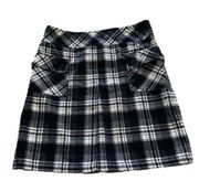 Loft Petites Black White Plaid Cotton Pockets Mini Pencil Skirt Size 0P