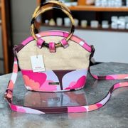 NWT Trina Turk Crossbody Rainbow Petals Purse Natural Pink