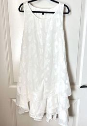 White Floral Sleeveless Mini Dress - Size S
