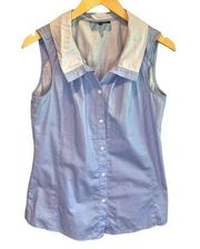 Lafayette 148 Blue Sleeveless Button Down Shirt - size 6