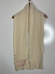 Y2K Vintage Juicy Couture Merino Wool Cream Scarf with Button and Pocket Details