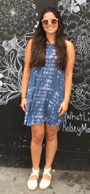 Blue Tie Dye Halter Dress