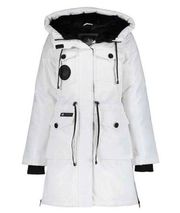 Canada Weather Gear Women's White Cinched-Waist Hooded Parka M