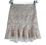 Club Monaco Riggins Lace Flounce Skirt White Pink Size 6