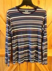 Duluth Trading Co Shirt Womens Med Striped Long Sleeve Cotton Top Tee Casual (29