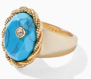 Stella & Dot Turquoise Gemstone Signet Cocktail Ring Blue NEW Size 7