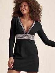 Venus Plunging Embellished Jeweled Dress Long Sleeve Black Size 4