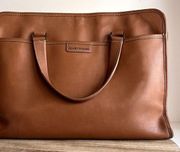 Hartmann tan Cognac Genuine Leather Laptop Briefcase Carry On Travel Bag