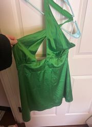 Silk Satin Green Mini Dress