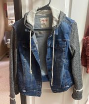 Denim Jacket With Cotton  Sleeves