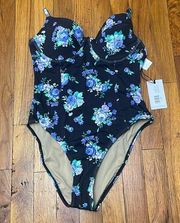 Weworewhat underwire one piece size M golden hour floral black multi brand new