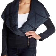 Young Fabulous & Broke Brina Jacket Shawl Quilted Collar Hoodie Wrap Bomber YFB