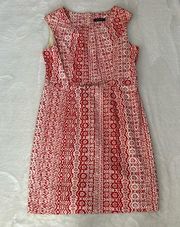 Ellen Tracy Red and Cream Pattern Dress